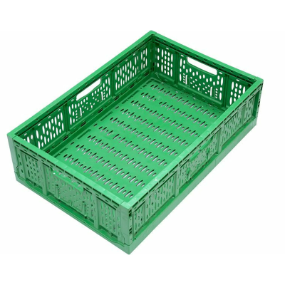 Ящик п/э 600х400х170 перфорированный складной арт. F6417 А, без крышки (Зелёный)